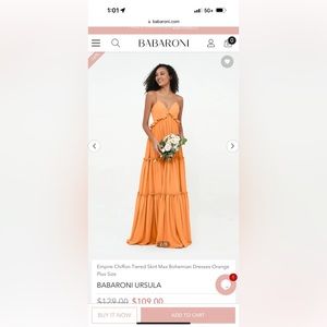 Orange formal dress- BABARONI- new with tags, never worn.